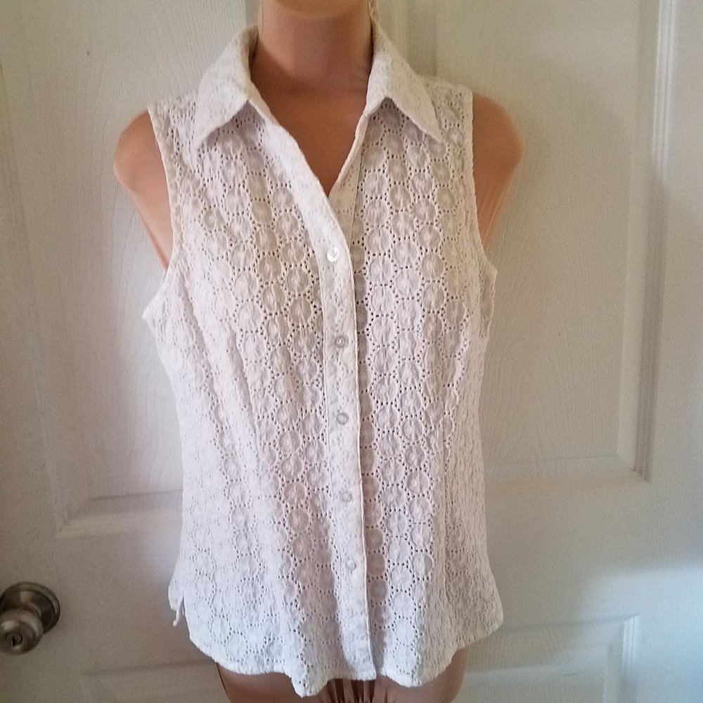 Cotton eyelet sleeveless top